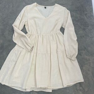 Fancyinn Cream Long Sleeve Dress